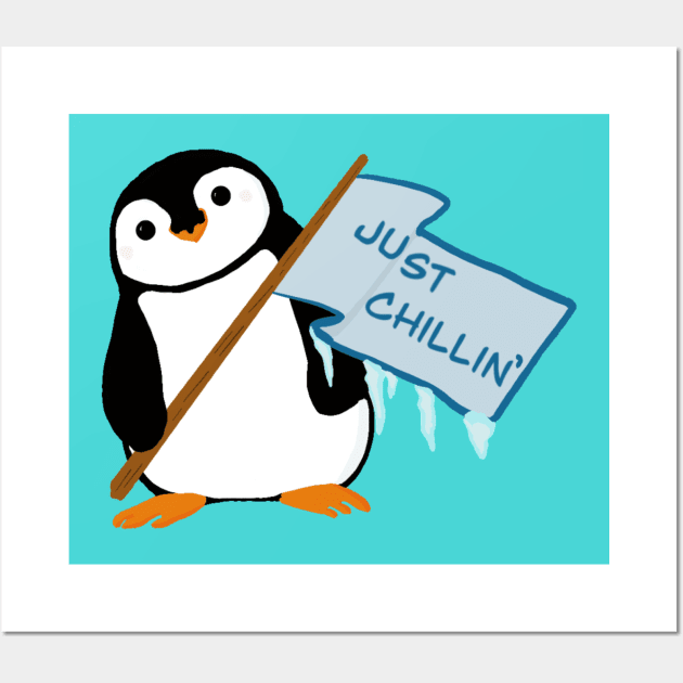 Penguin just Chillin like a little villain Wall Art by Keatos